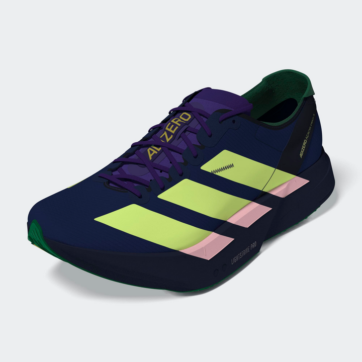 Adidas Mens Adizero Adios Pro 4 - Dark Blue/Yellow Tint/Clear Pink - Neutral - AW26