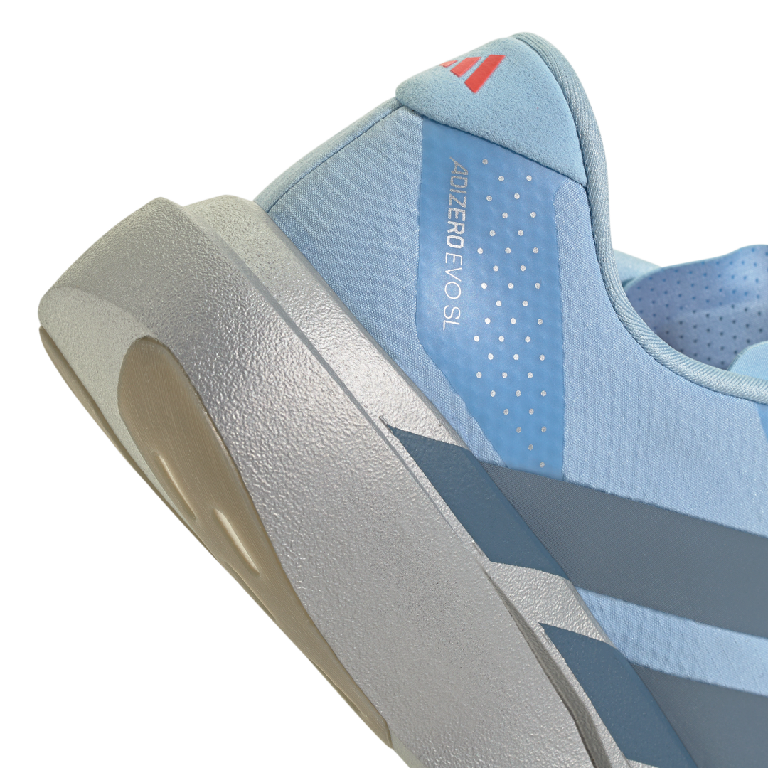 Adidas Womens Adizero Evo SL Woven - Clear Sky/Grey Two/Silver Metallic - Neutral - AW26