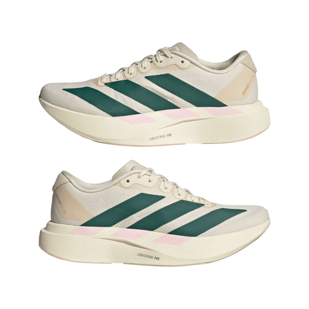 Adidas Womens Adizero Evo SL Woven - Wonder White/Collegiate Green/Clear Pink - Neutral - AW26