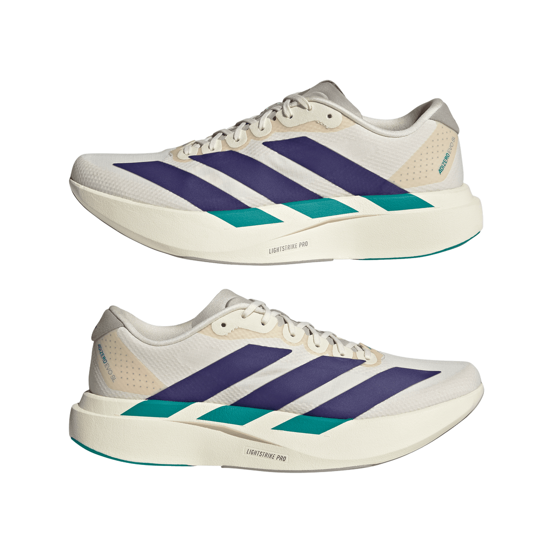 Adidas Mens Adizero Evo SL Woven - Wonder White/Collegiate Purple/Equipment Green - Neutral - AW26