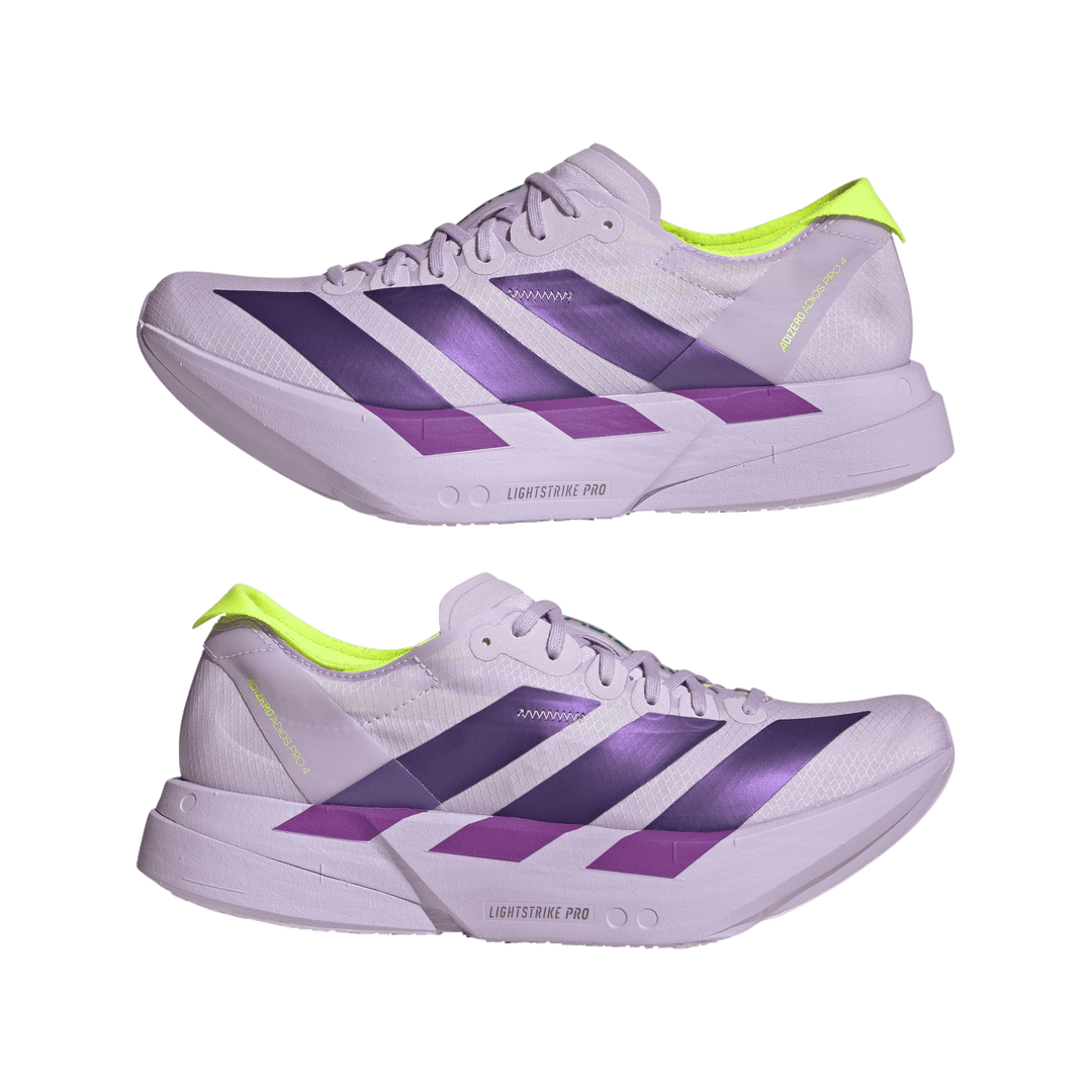 Adidas Womens Adizero Adios Pro 4 - Purple Tint/Solar Purple/Signal Green - Neutral - AW26