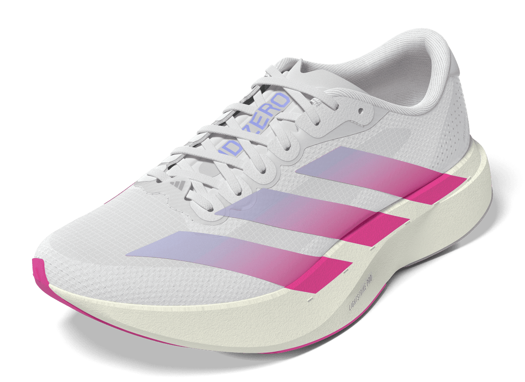 Adidas Womens Adizero Evo SL Woven - Footwear White/Lucid Fuchsia/Violet Tone - Neutral - AW26