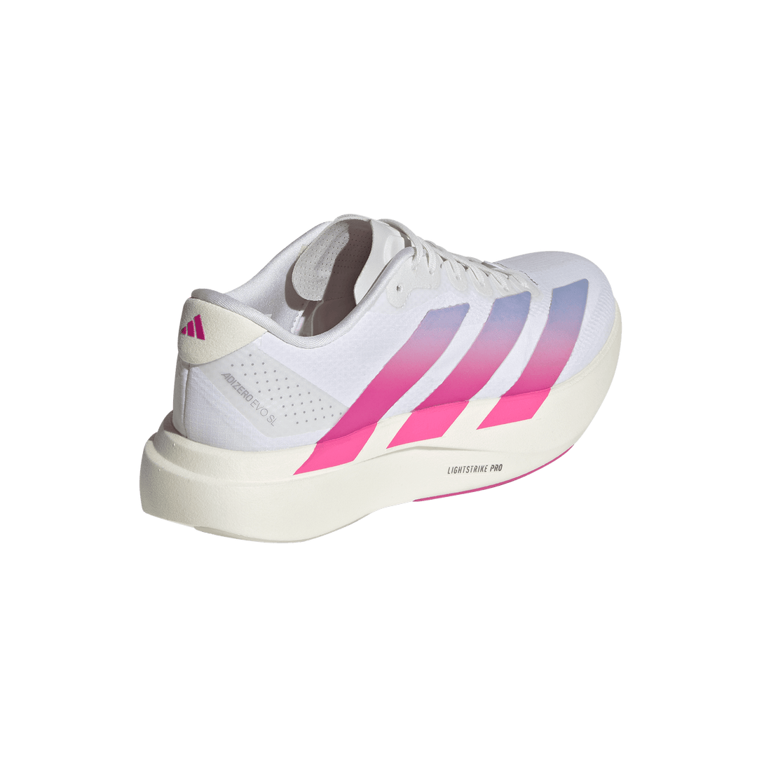 Adidas Womens Adizero Evo SL Woven - Footwear White/Lucid Fuchsia/Violet Tone - Neutral - AW26