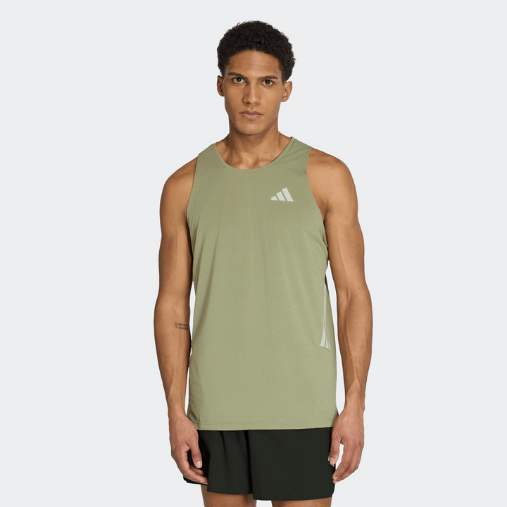 Adidas Mens ADI365 Running Climacool Iconic Tank - Tent Green/Halo Green - AW26
