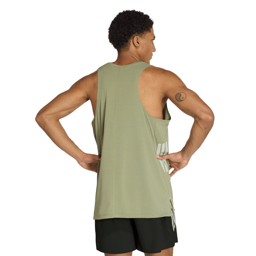 Adidas Mens ADI365 Running Climacool Iconic Tank - Tent Green/Halo Green - AW26