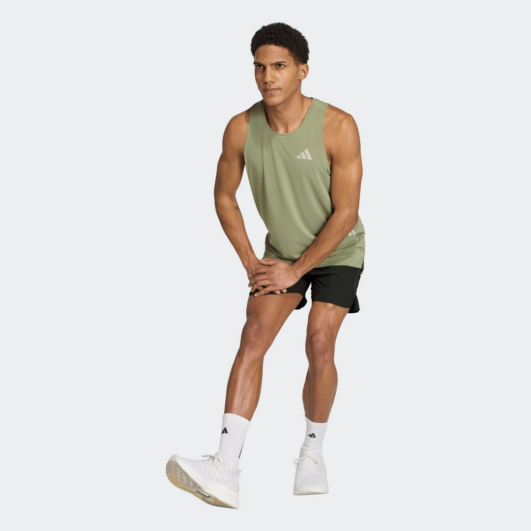Adidas Mens ADI365 Running Climacool Iconic Tank - Tent Green/Halo Green - AW26