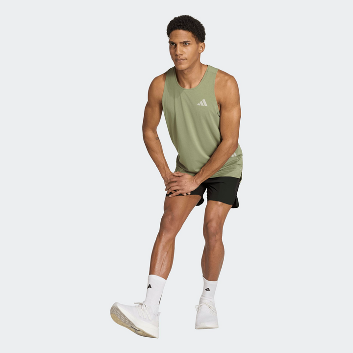 Adidas Mens ADI365 Running Climacool Iconic Tank - Tent Green/Halo Green - AW26