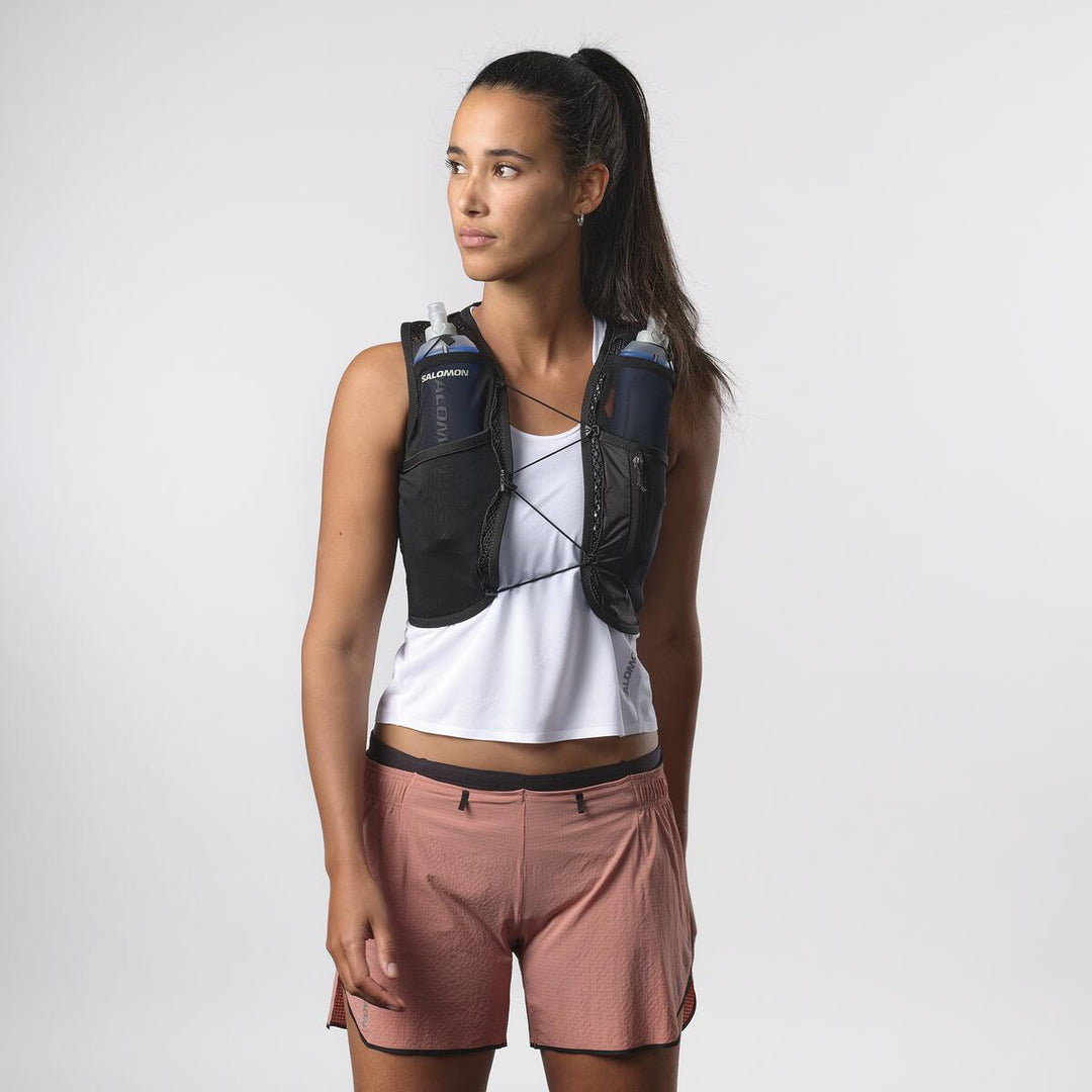 Salomon Womens Active Skin 4 Vest with Flasks - Black/Metal