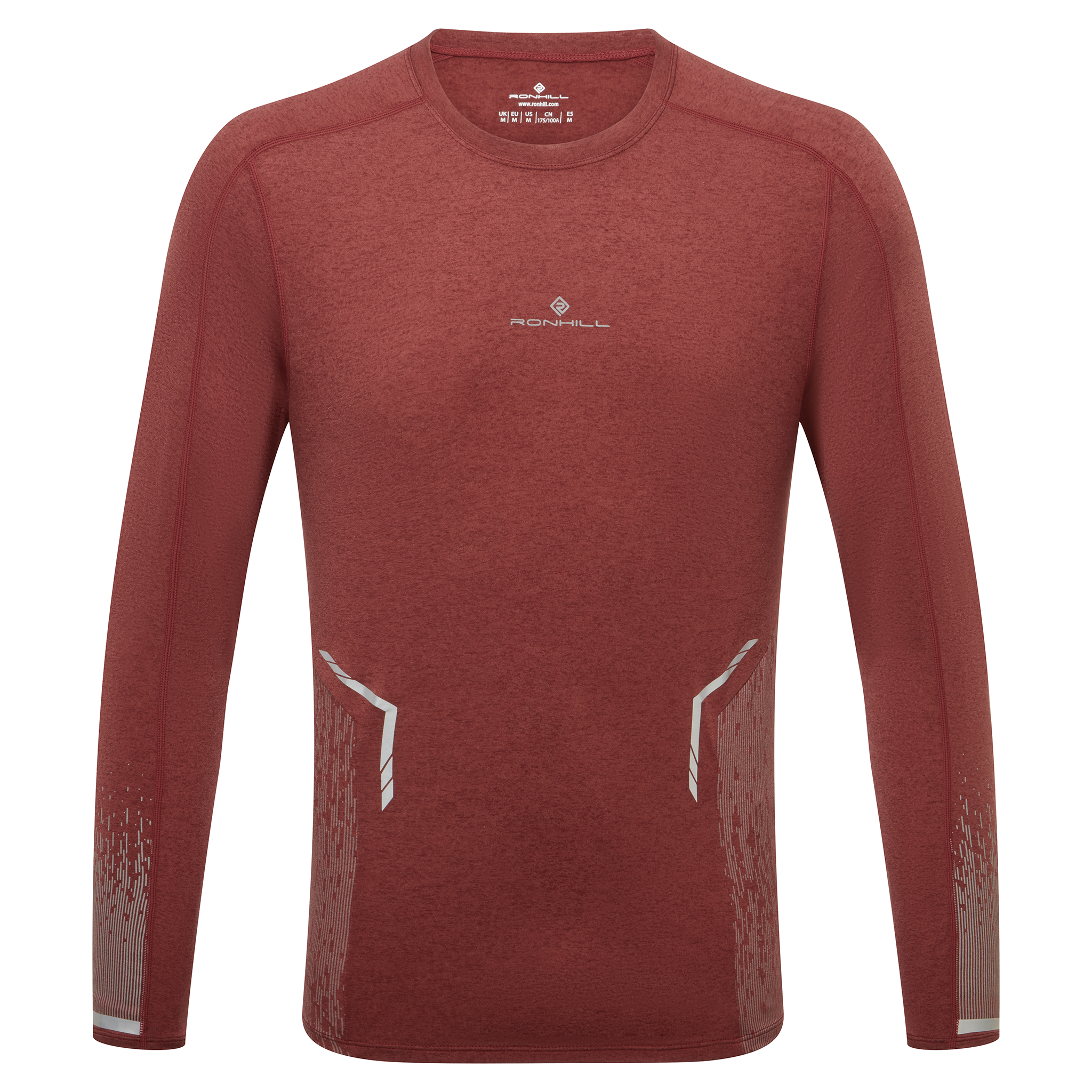 RonHill Mens Tech Reflect L/S Tee - Chestnut Marl/Reflect - AW25