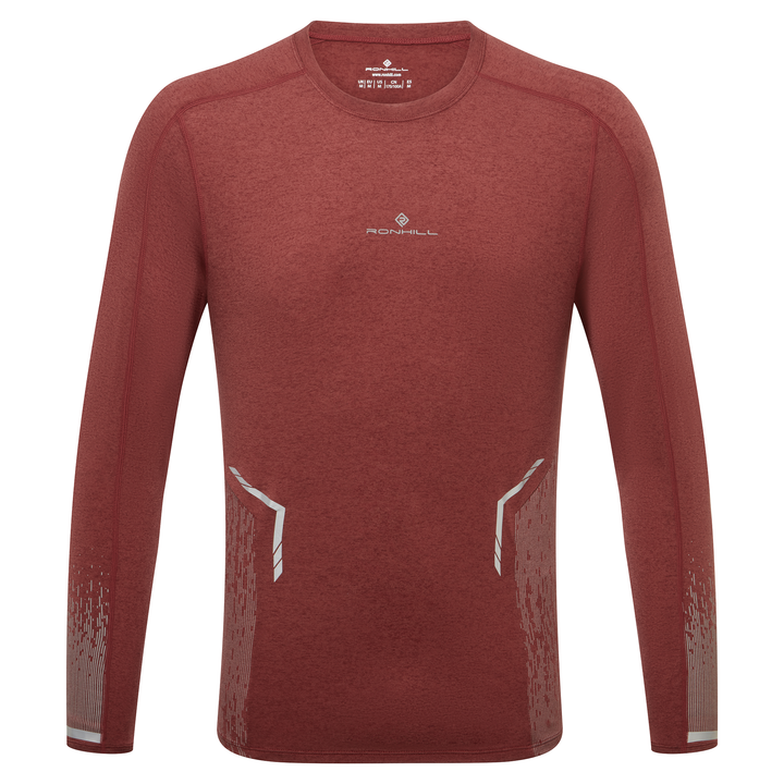 RonHill Mens Tech Reflect L/S Tee - Chestnut Marl/Reflect - AW25