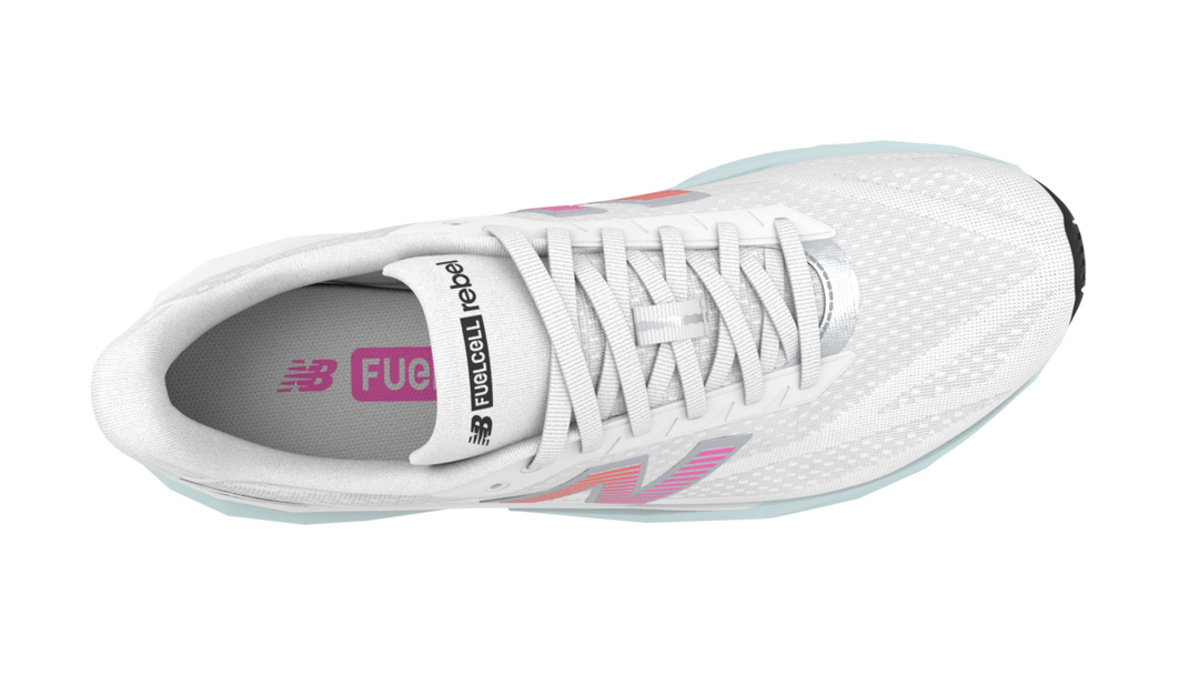 New Balance Herren FuelCell Rebel V5 – Weiß/Pink Heat/Glint Blue – Neutral – SS26