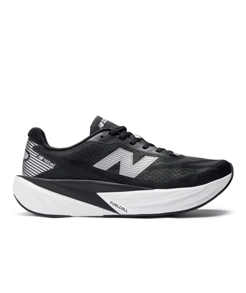 New Balance Mens FuelCell Rebel V5 Wide (2E Width) - Black/Silver Metallic/White - Neutral - AW25