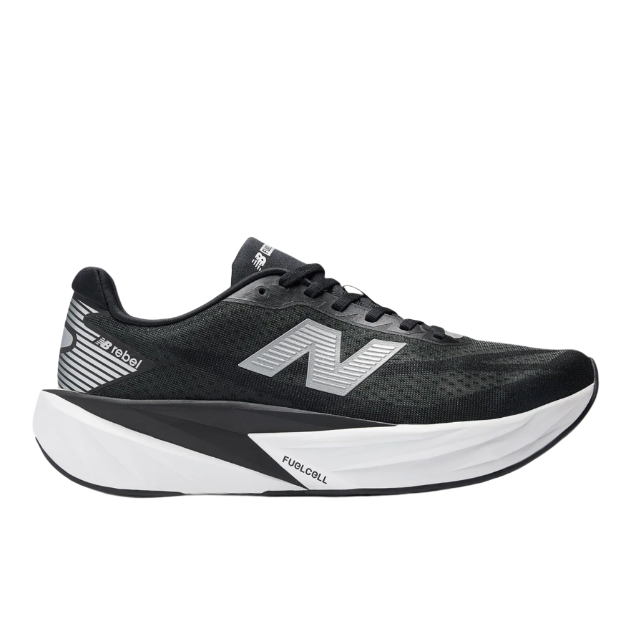 New Balance Mens FuelCell Rebel V5 Wide (2E Width) - Black/Silver Metallic/White - Neutral - AW25