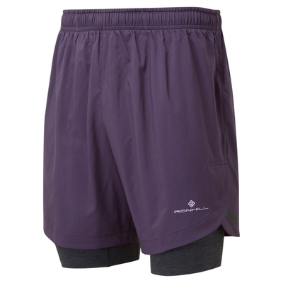 RonHill Mens Life 7" Twin Short - Nightshade/Charcoal Marl