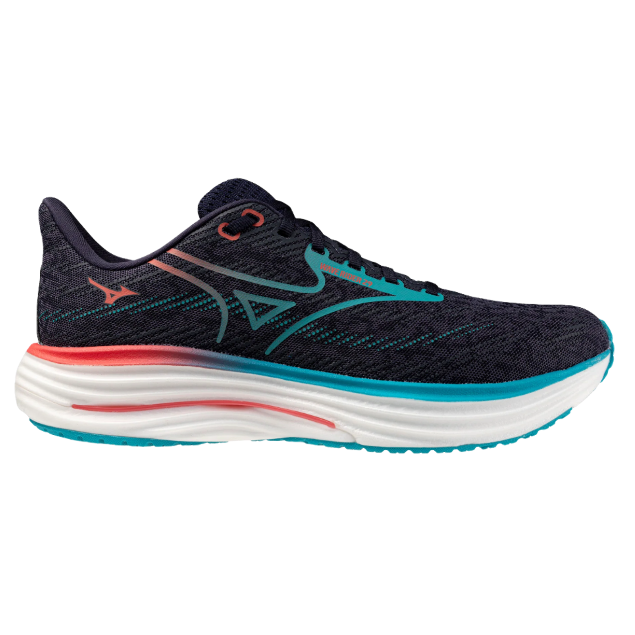 Mizuno Mens Wave Rider 29 - Odyssey Gray/Iris Bloom/Calypso Coral - Neutral - AW25