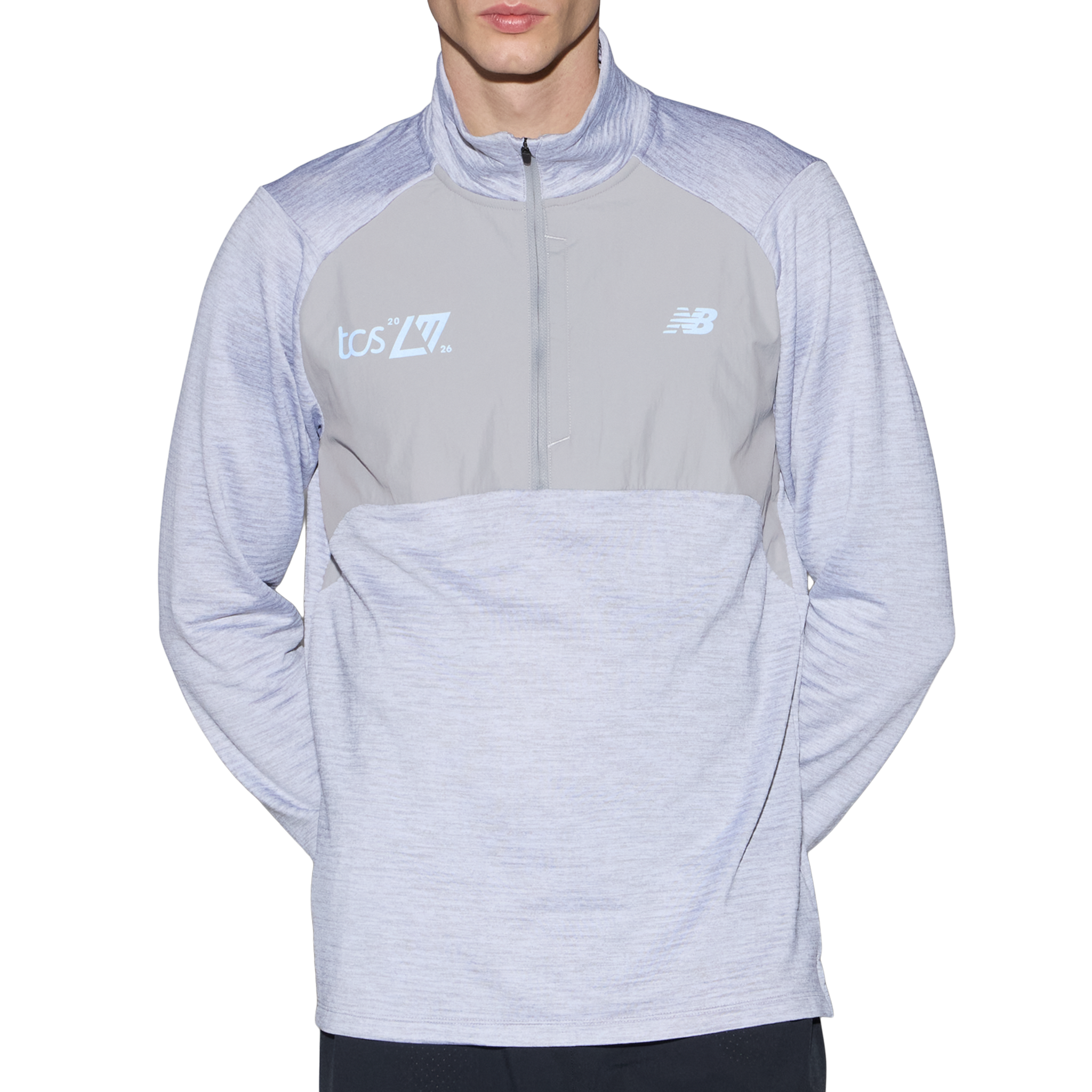 New Balance Mens London Edition RC Essential Heat Grid Half Zip - Gris athlétique - SS26