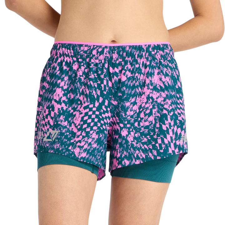 New Balance Damen London Edition RC bedruckte 2-in-1 3" Shorts – Pink Heat – SS26