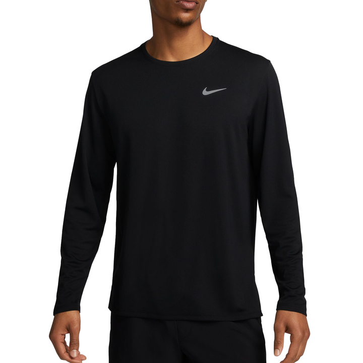 Nike Herren Dri-FIT UV L/S Miler Top – Schwarz/Reflektierendes Silber