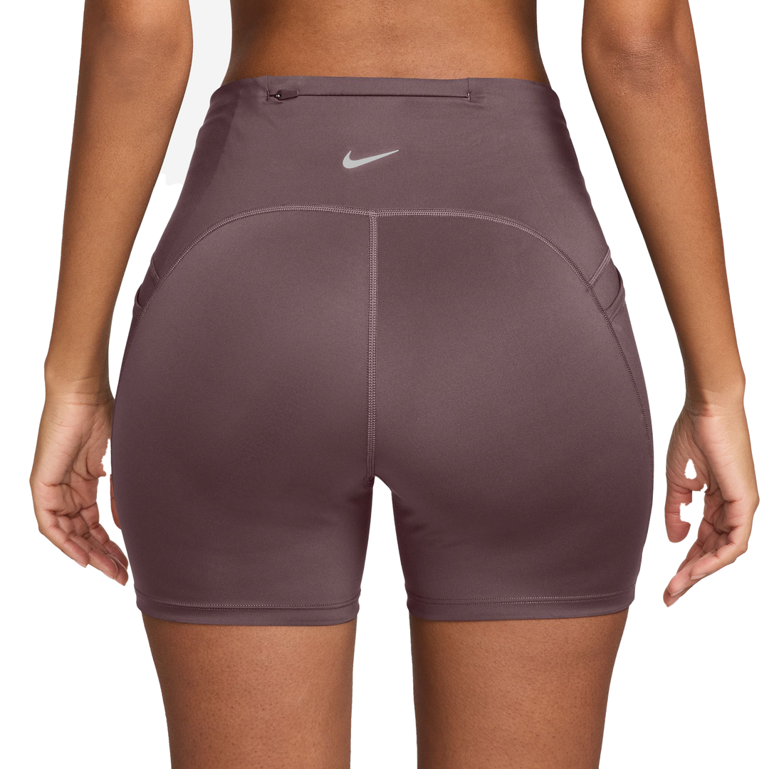 Short de course moulant taille haute 4" Nike Swift pour femme avec poches - Tatouage/Argent réfléchissant
