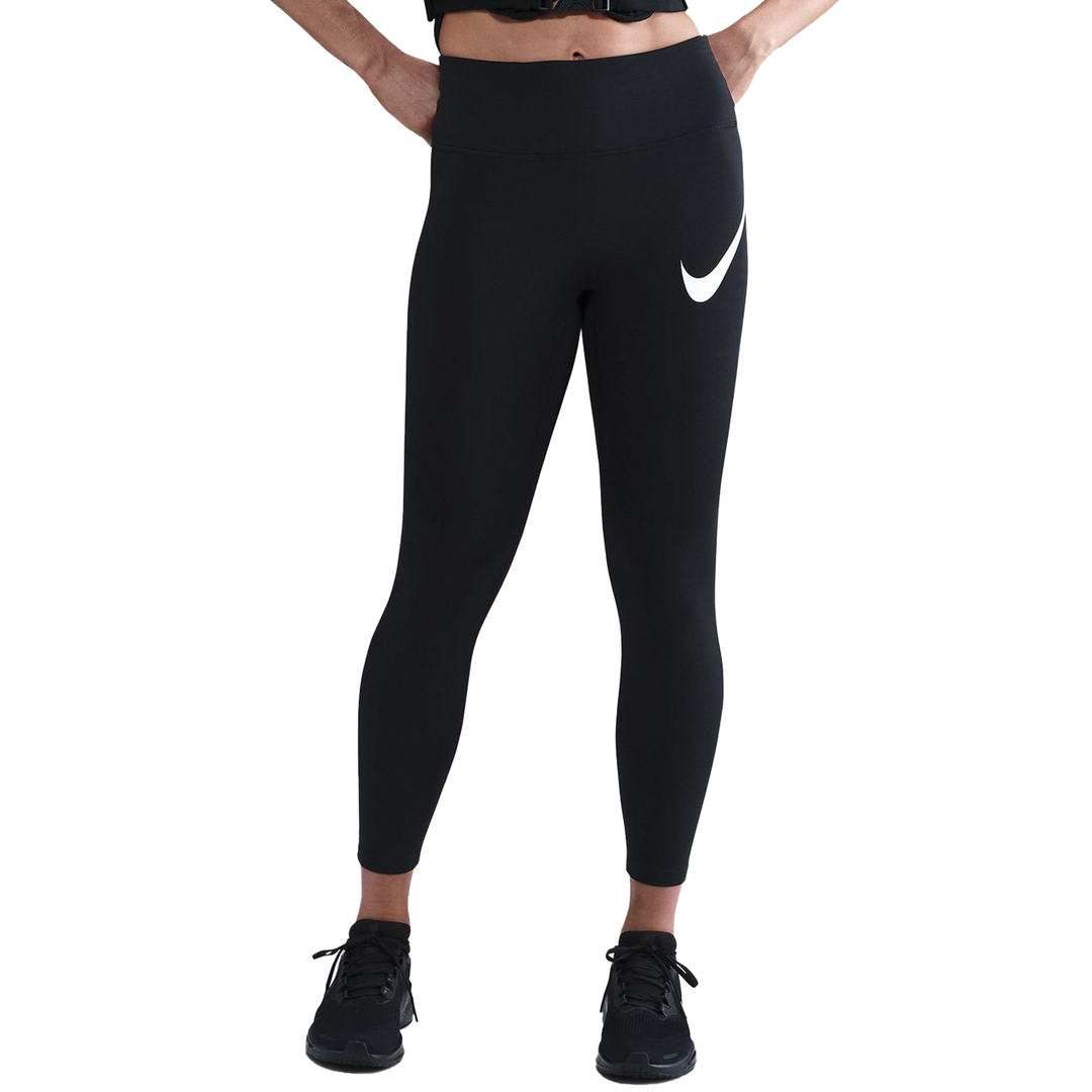 Nike Damen High Waisted 7/8 Swoosh Tight – Schwarz/Reflektierendes Silber/Weiß