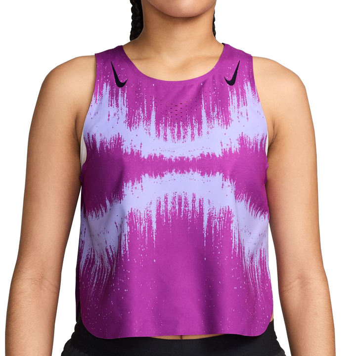 Nike Womens Dri-FIT ADV Cropped Running AeroSwift Tank Top - Vivid Purple/Purple Dynasty - HO26