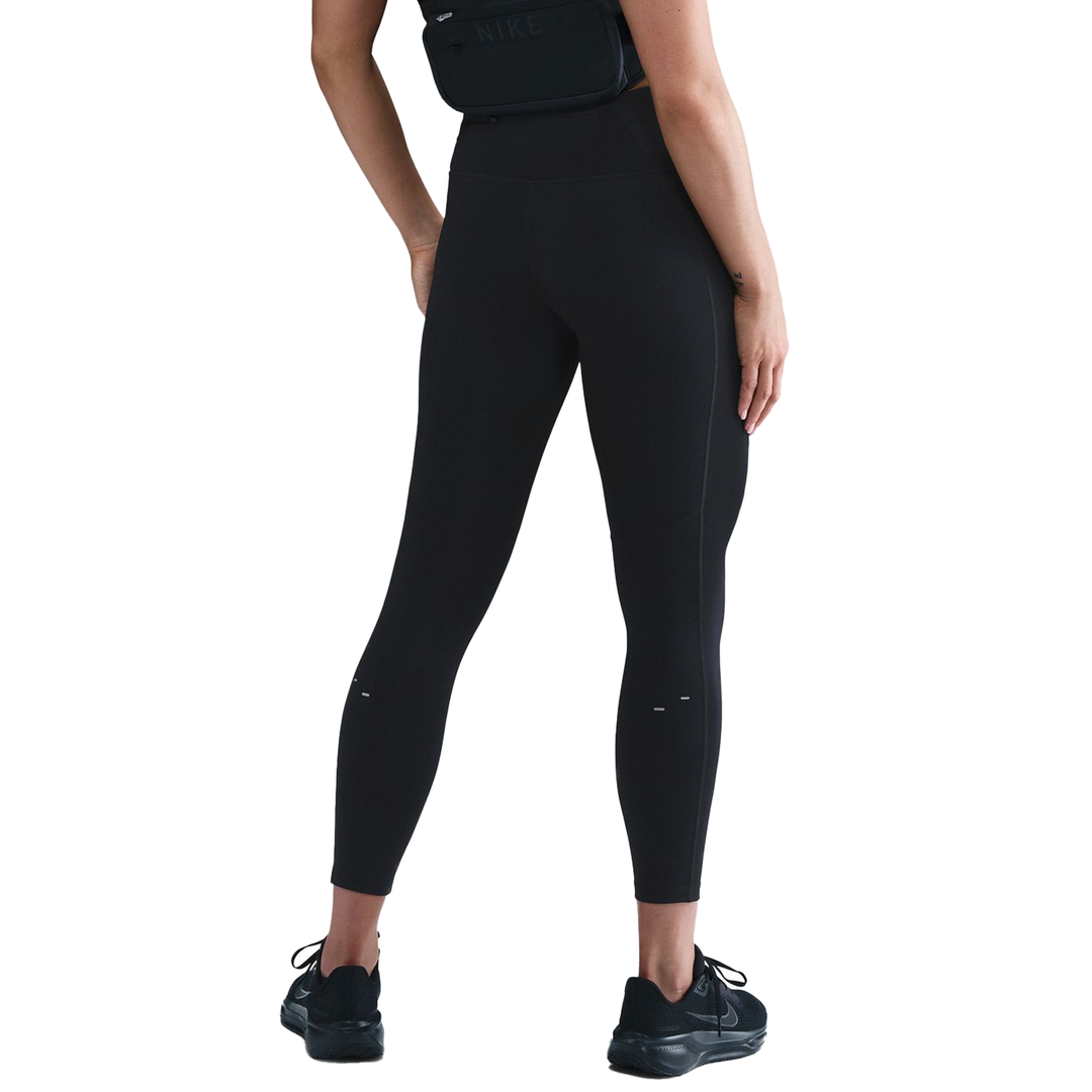 Nike Damen High Waisted 7/8 Swoosh Tight – Schwarz/Reflektierendes Silber/Weiß