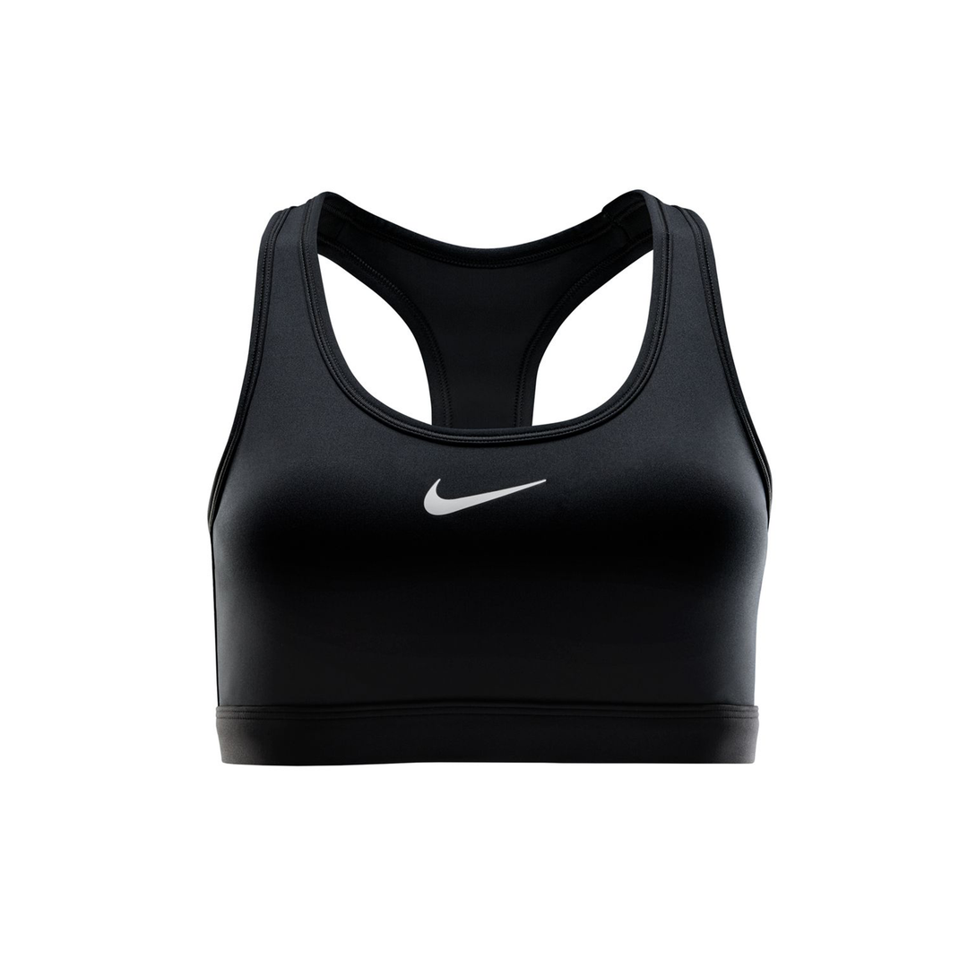 Nike Swoosh Womens Medium-Support Padded Sports Bra - Black/White - HO26