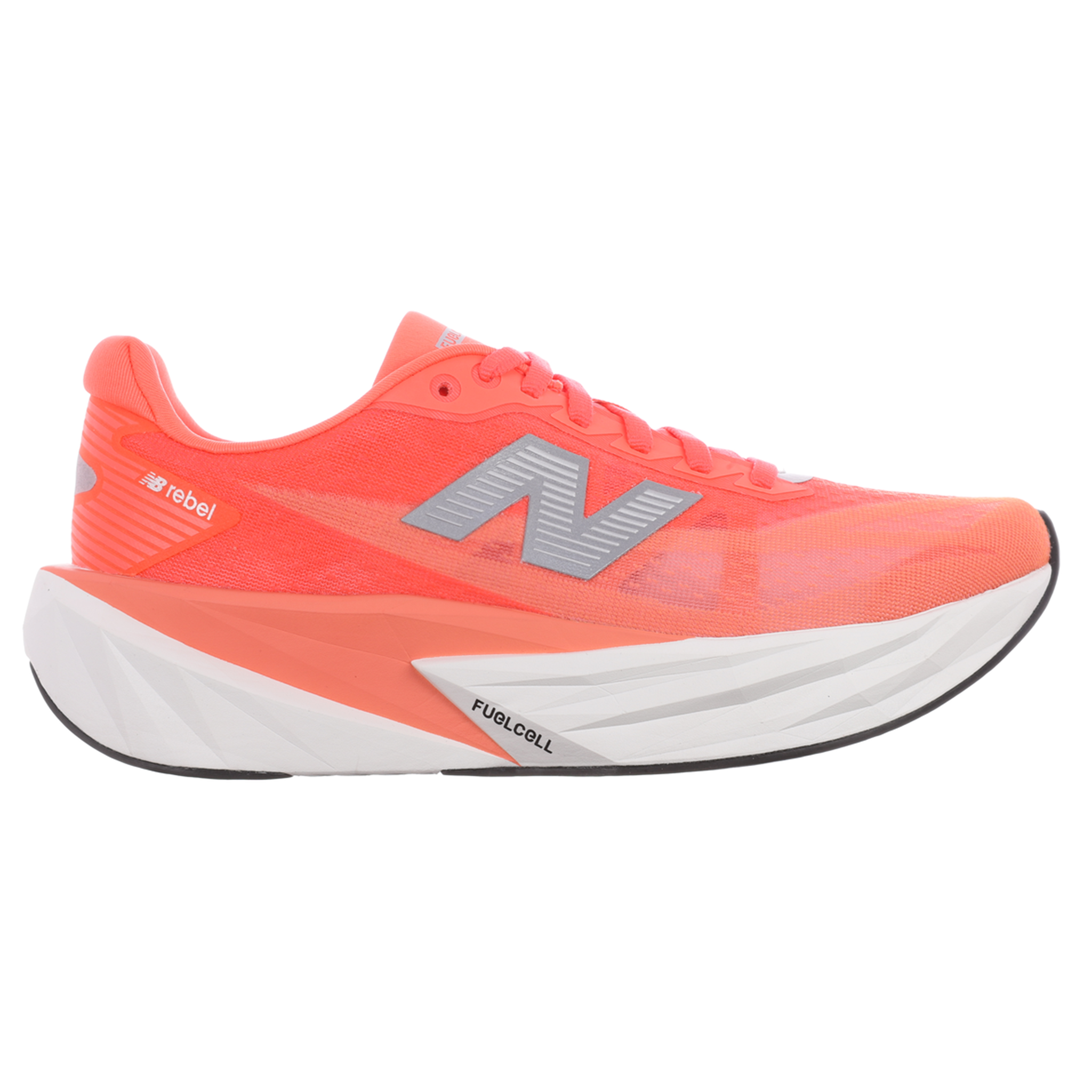 New Balance Womens FuelCell Rebel V5 Wide - D Width - Urgent Red/White/Silver Metallic - Neutral - AW25