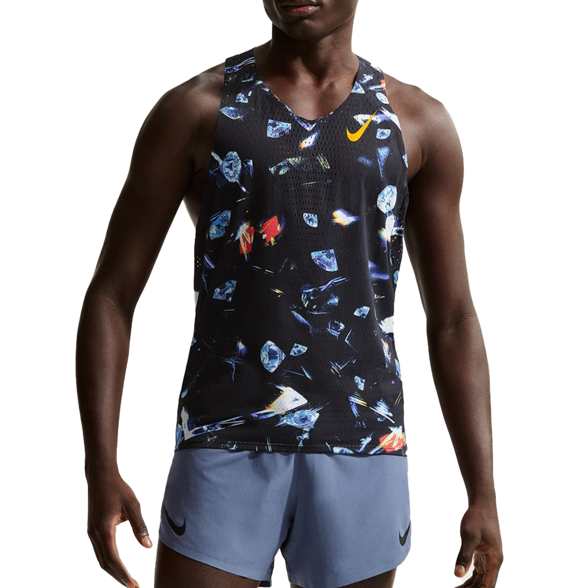 Débardeur de course Nike AeroSwift Dri-FIT ADV pour hommes - Noir/Orange laser