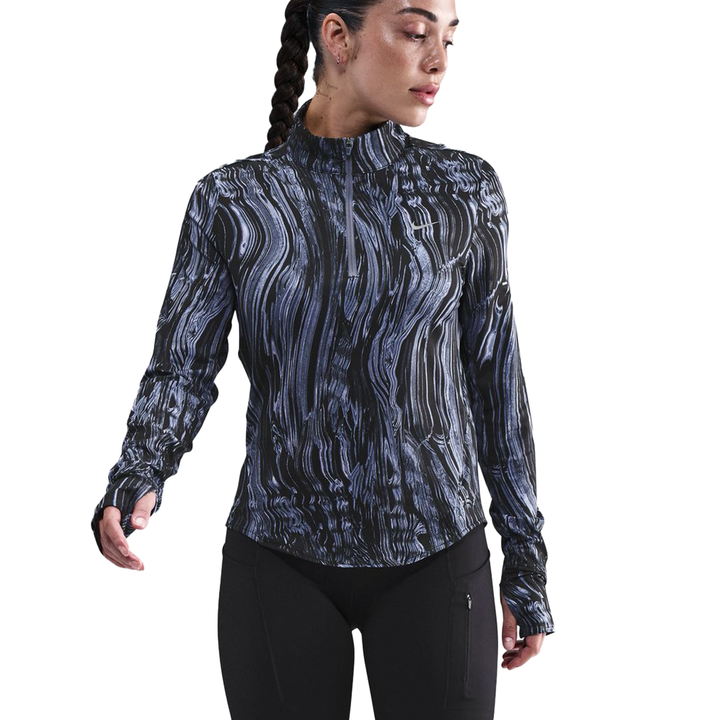 Nike Swift Womens Dri-FIT UV 1/2 Zip Printed Top - World Indigo/Reflective Silver - HO25