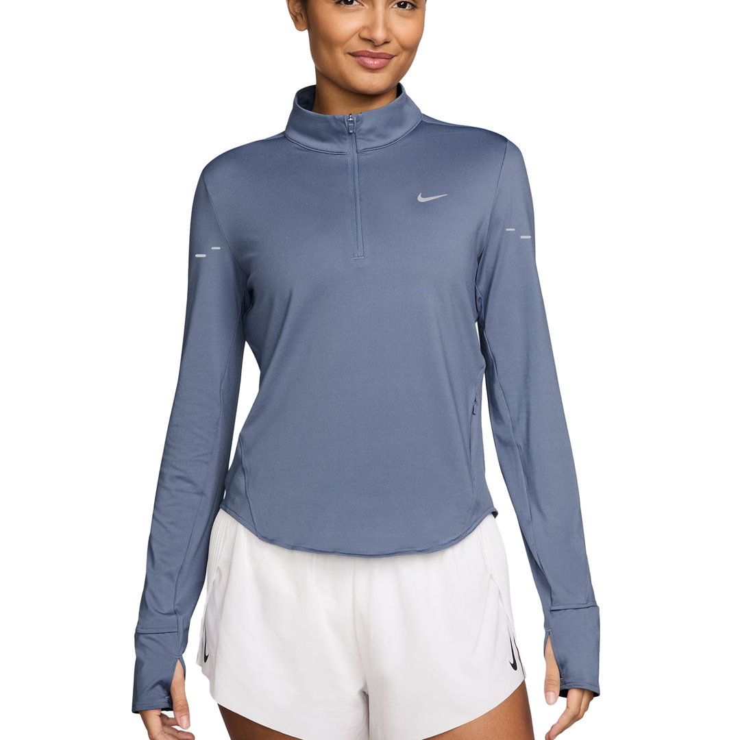 Nike Womens Dri-FIT UV 1/4 Zip L/S Swift Tee - World Indigo/Reflective Silver - HO25