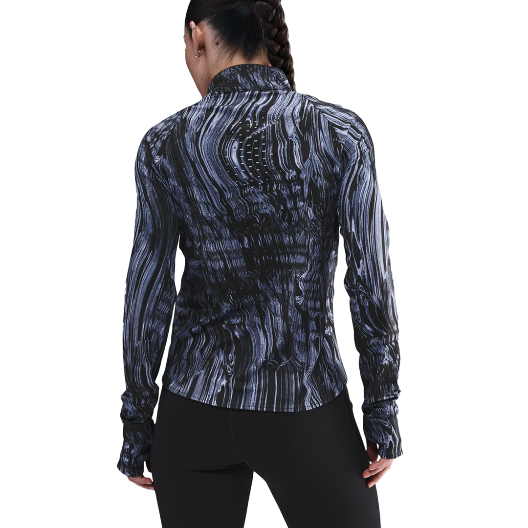 Nike Swift Womens Dri-FIT UV 1/2 Zip Printed Top - World Indigo/Reflective Silver - HO25