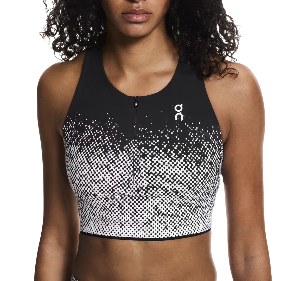ON Damen Zero Crop Weste – Weiß/Schwarz – SS26