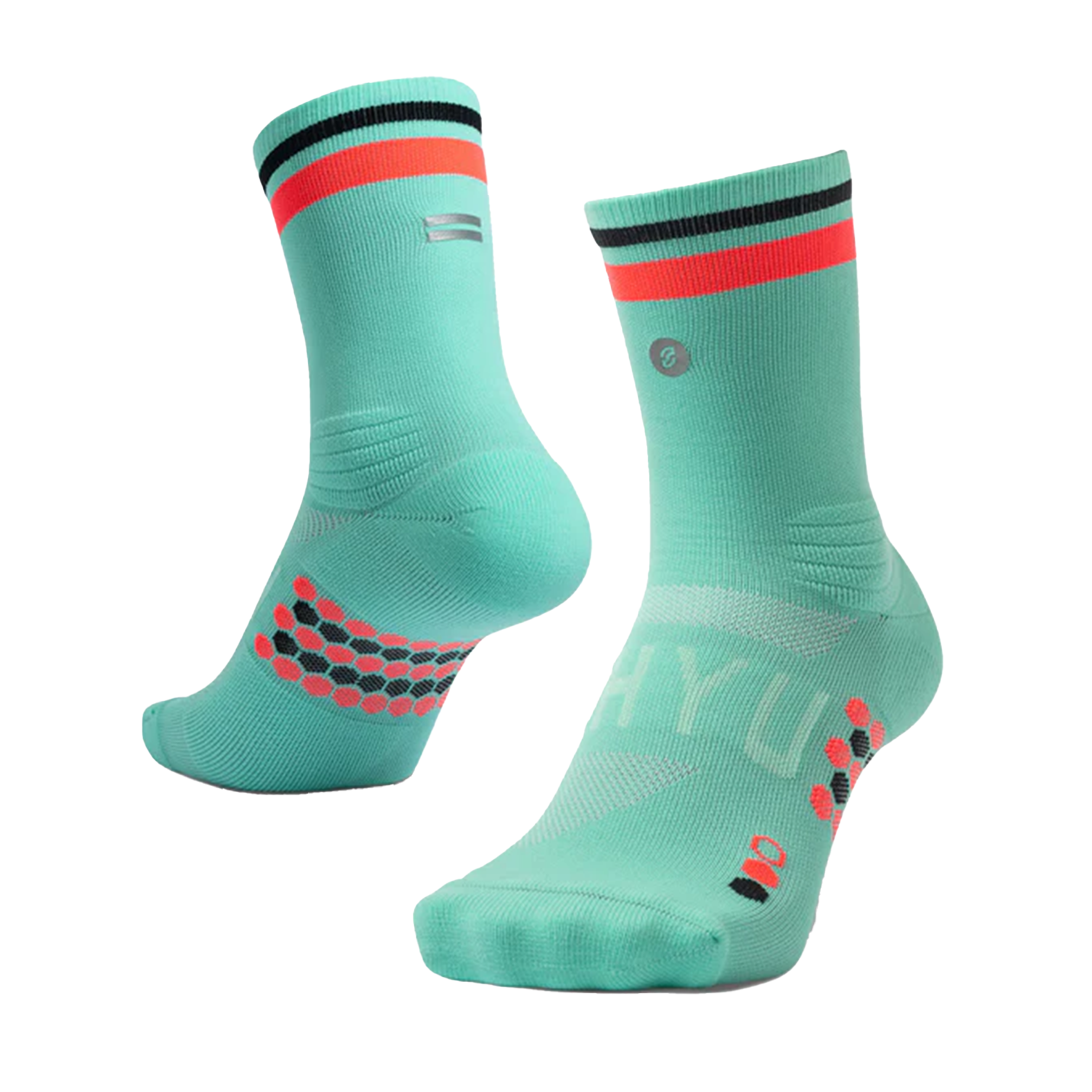 SHYU Racing Half Crew Socks - Peppermint/Red/Black