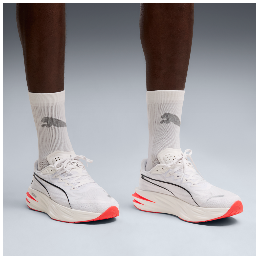 Puma Mens Deviate Pure NITRO - Puma White/Ultra Red/Puma Silver - Neutral - AW26
