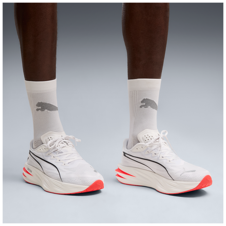 Puma Mens Deviate Pure NITRO - Puma White/Ultra Red/Puma Silver - Neutral - AW26