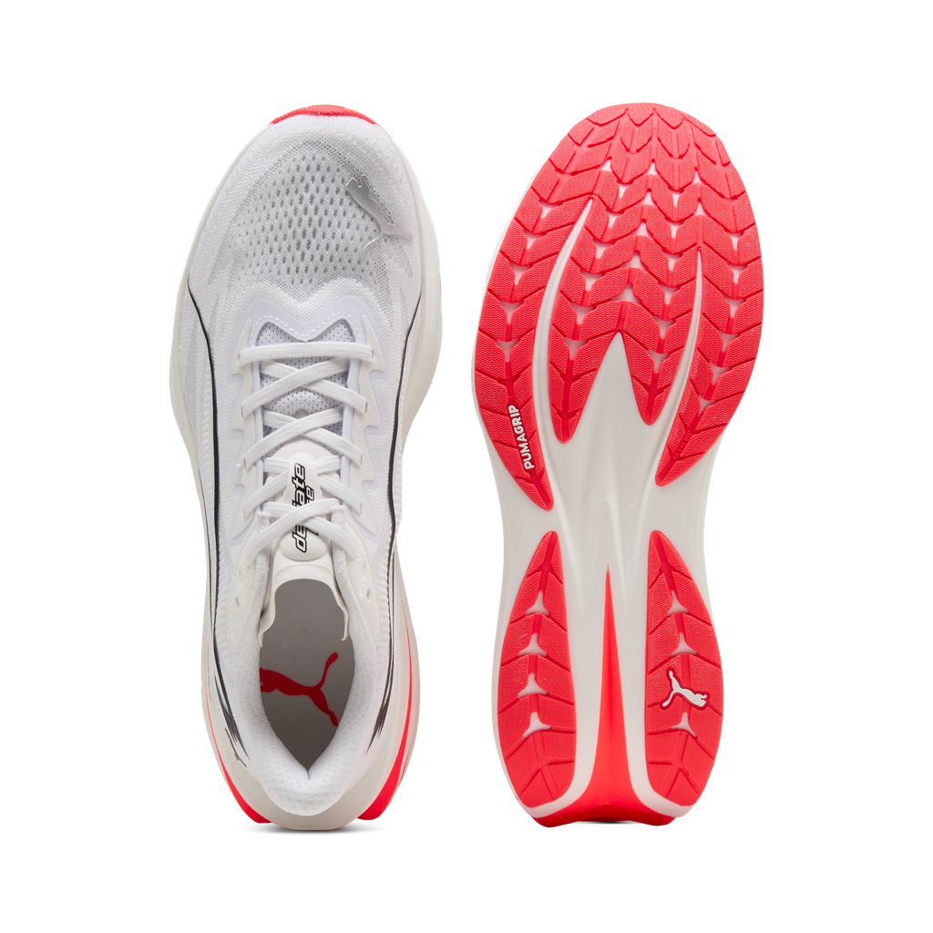 Puma Mens Deviate Pure NITRO - Puma White/Ultra Red/Puma Silver - Neutral - AW26