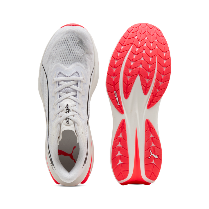 Puma Mens Deviate Pure NITRO - Puma White/Ultra Red/Puma Silver - Neutral - AW26