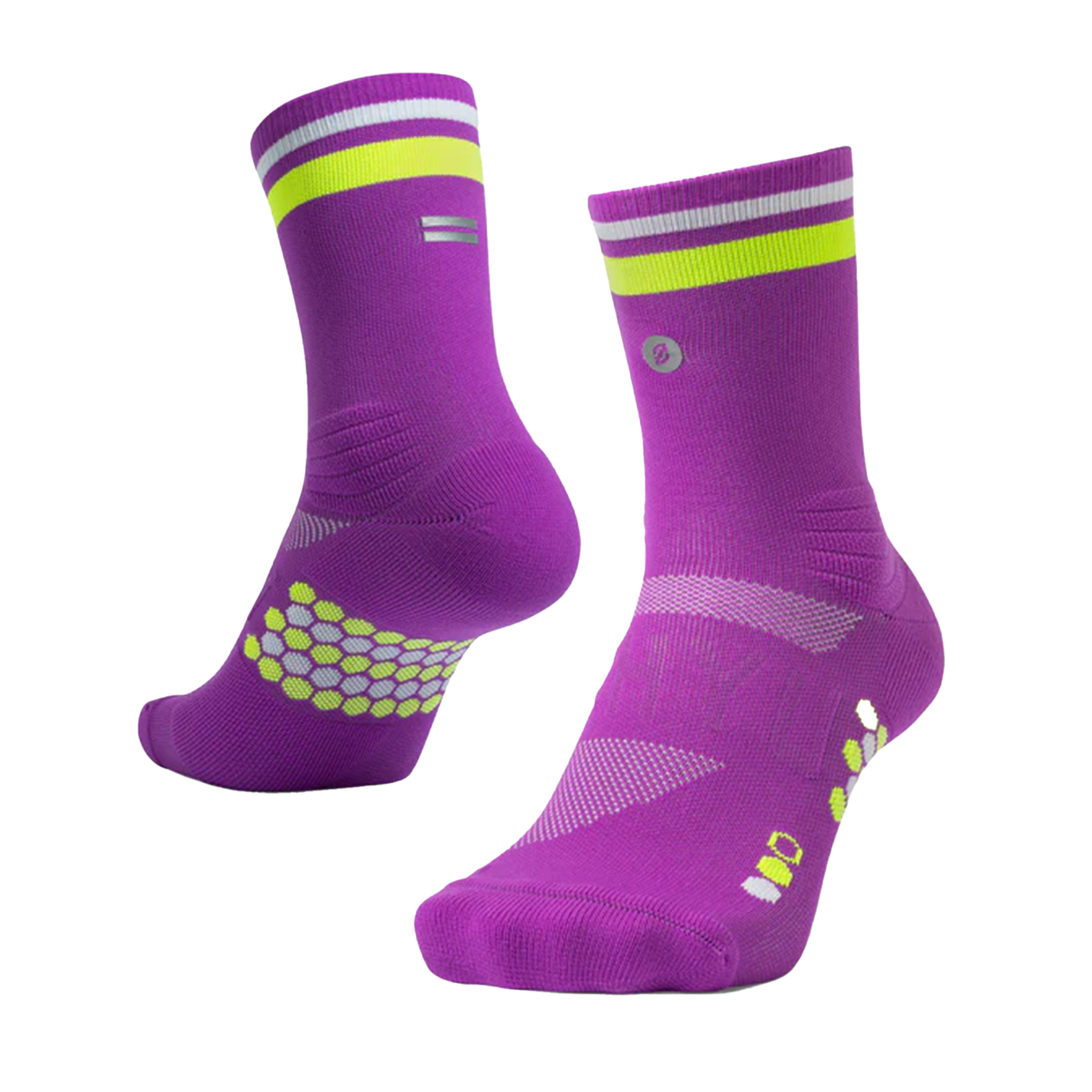 SHYU Racing Half Crew Socks - Purple/Neon/White