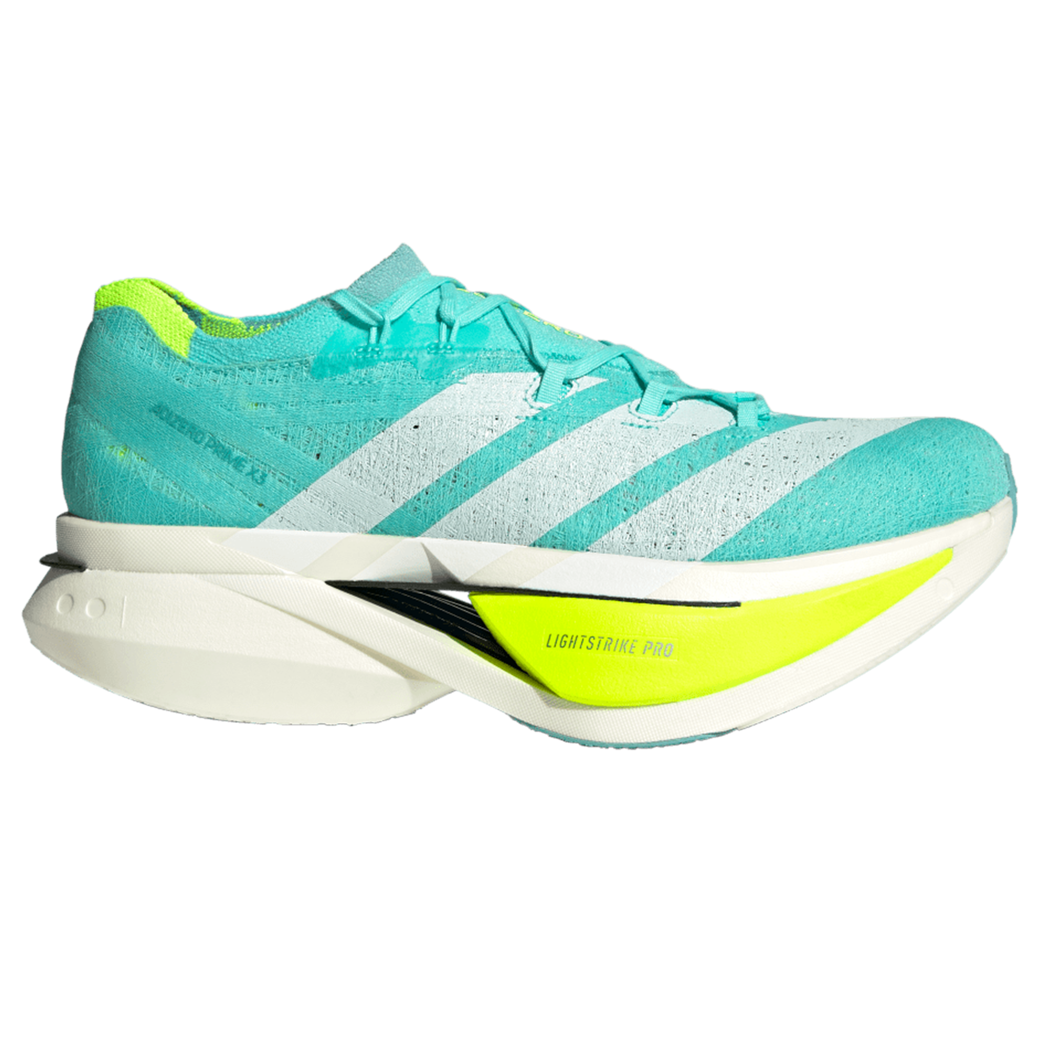 Adidas Mens Adizero Prime X3 Strung - Flash Aqua/Zero Metallic/Lucid Lemon - Neutral - AW25