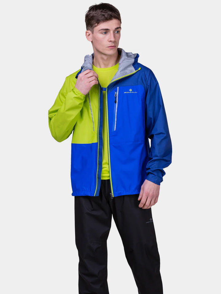 RonHill Mens Tech Fortify Waterproof Jacket - Ocean/ Citrus