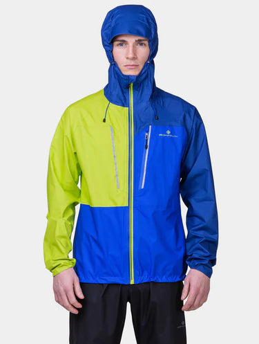 RonHill Mens Tech Fortify Waterproof Jacket - Ocean/ Citrus