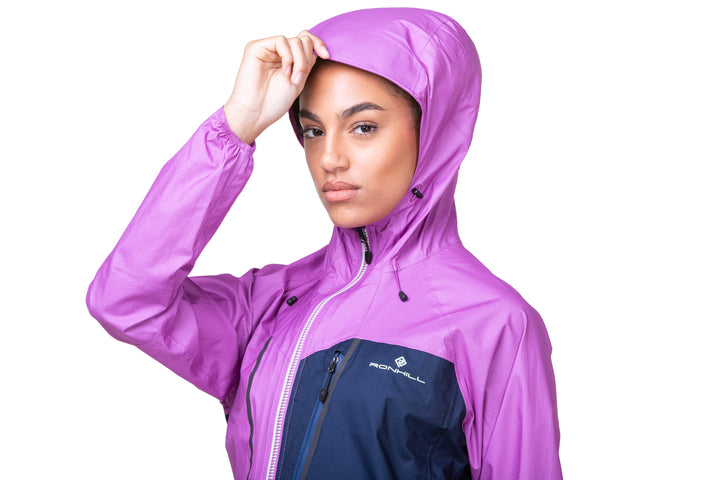 RonHill Womens Tech Fortify Waterproof Jacket - Dark Navy/Fuchsia