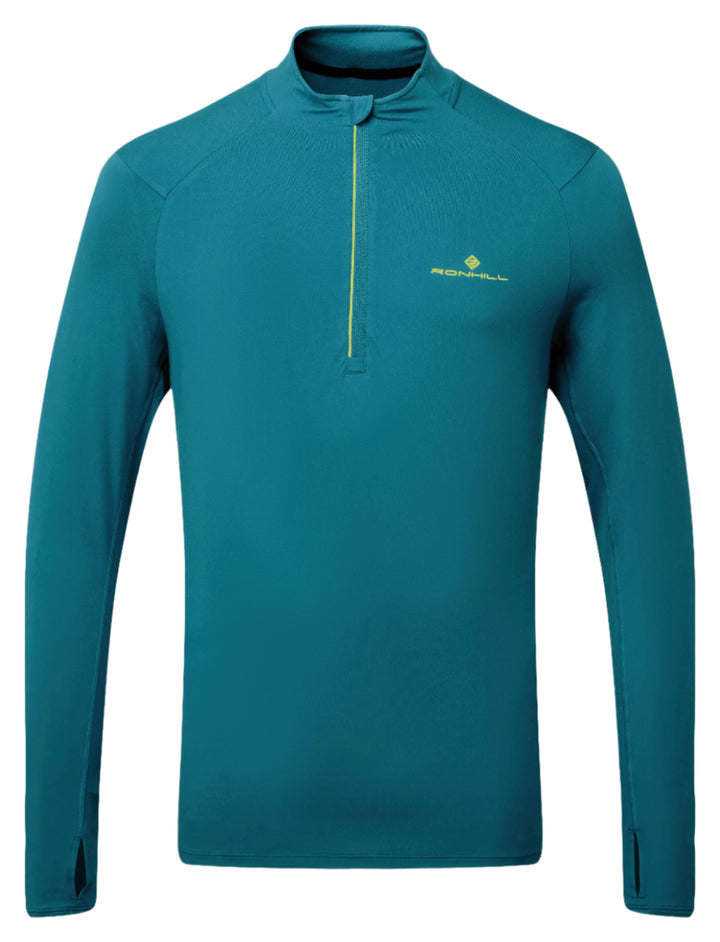 RonHill Mens Core Thermal 1/2 Zip Tee - Deep Teal/Acid