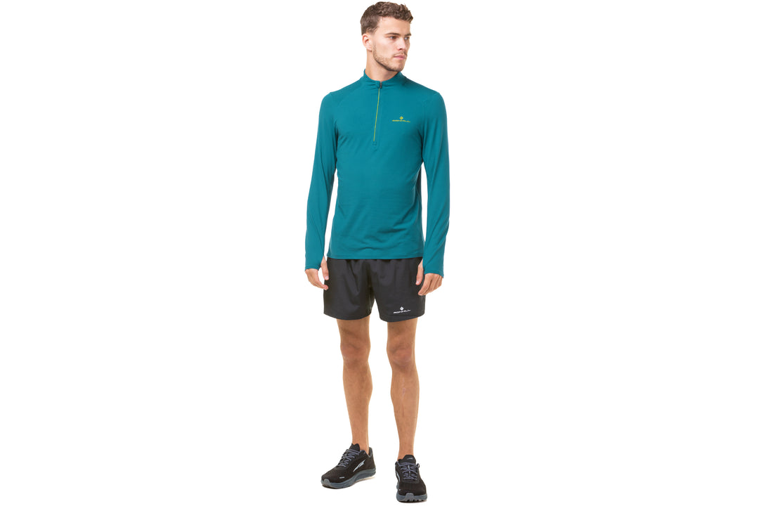 RonHill Mens Core Thermal 1/2 Zip Tee - Deep Teal/Acid