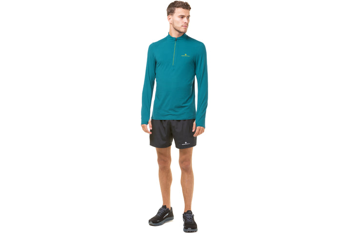 RonHill Mens Core Thermal 1/2 Zip Tee - Deep Teal/Acid