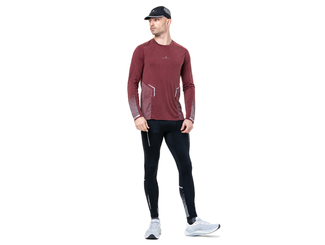 RonHill Mens Tech Reflect L/S Tee - Chestnut Marl/Reflect - AW25