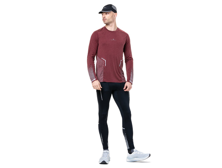 RonHill Mens Tech Reflect L/S Tee - Chestnut Marl/Reflect - AW25