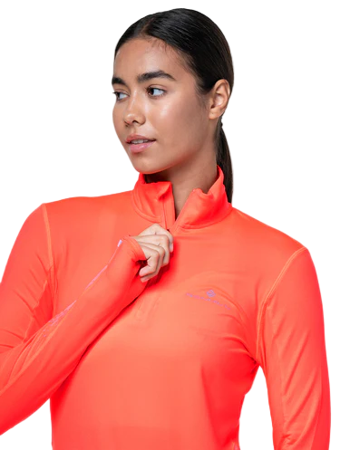 RonHill Womens Tech Reflect 1/2 Zip - Hot Coral/Reflect - AW25