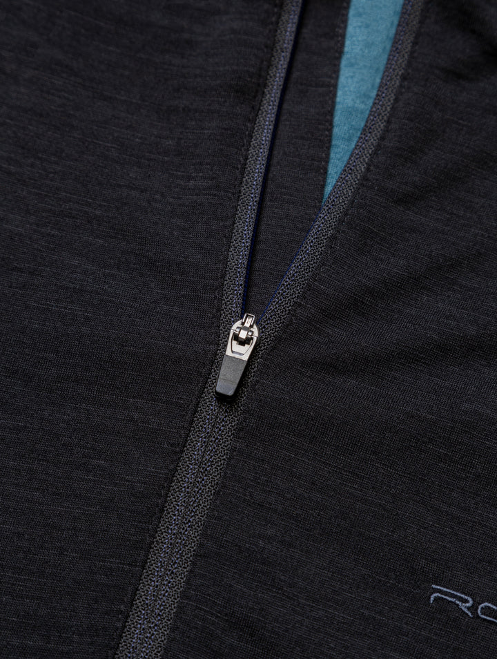 RonHill Mens Tech Merino 1/2 Zip - Black/Lake
